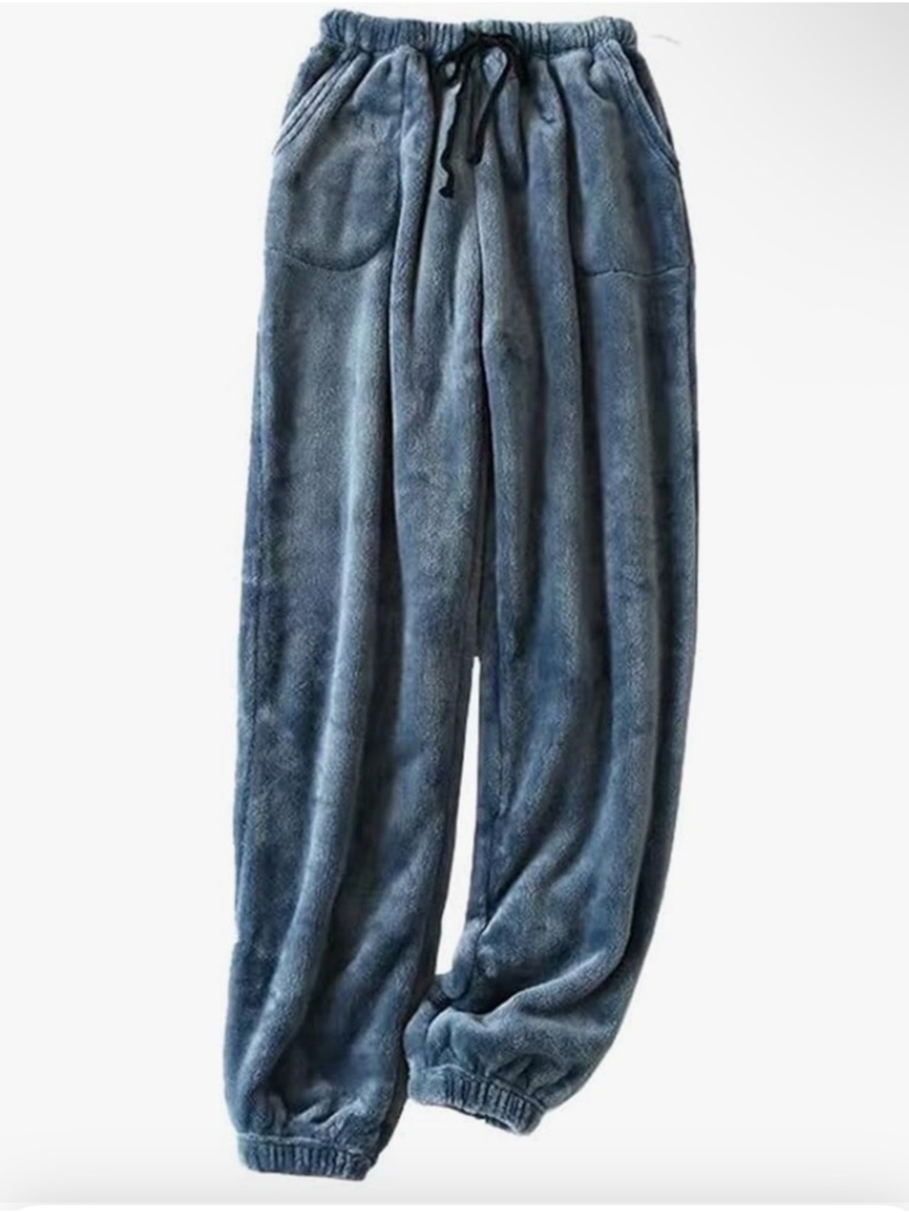 Plush Drawstring Joggers - Blue